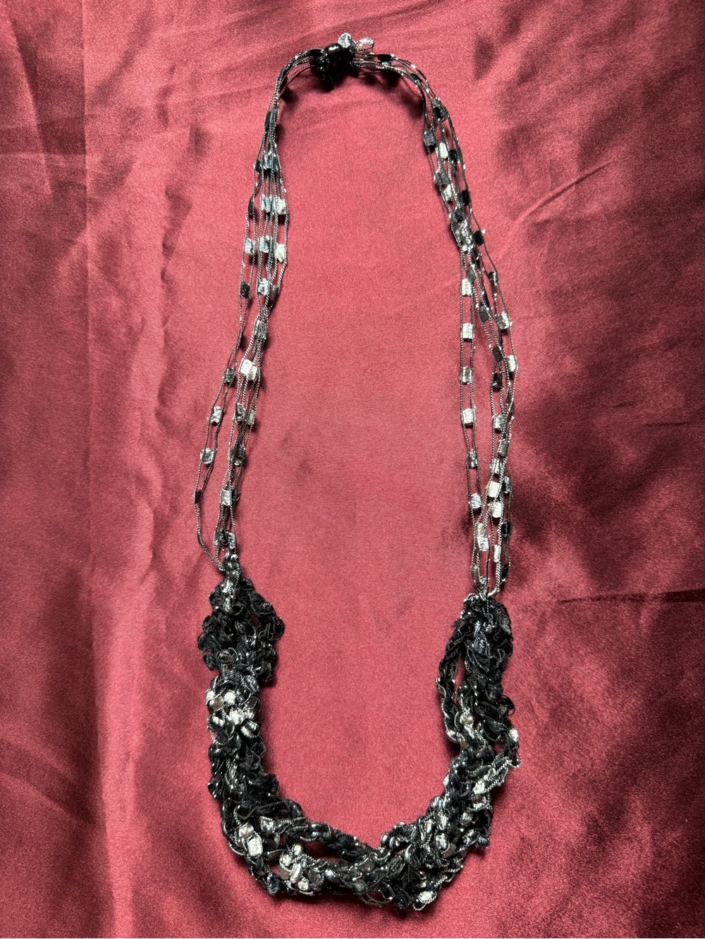 Black and Silver Multi-Strand Women's Necklace - Designer Style